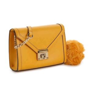 Aldo mustard full leather handbag